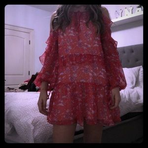 Red and purple flower dress